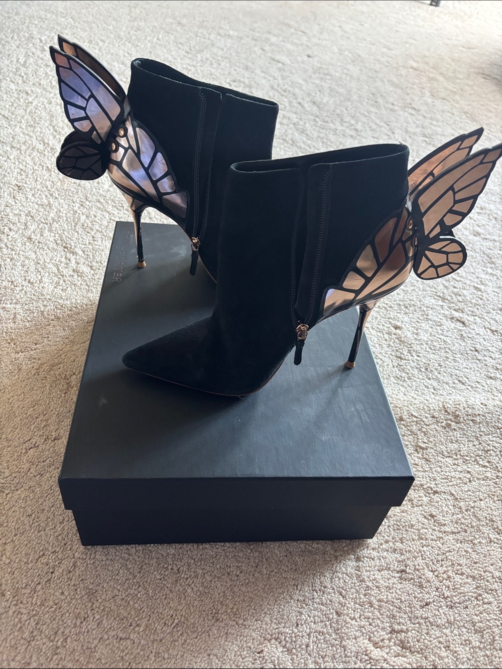 Sophia Webster Black suede Booties with Butterfly Wings